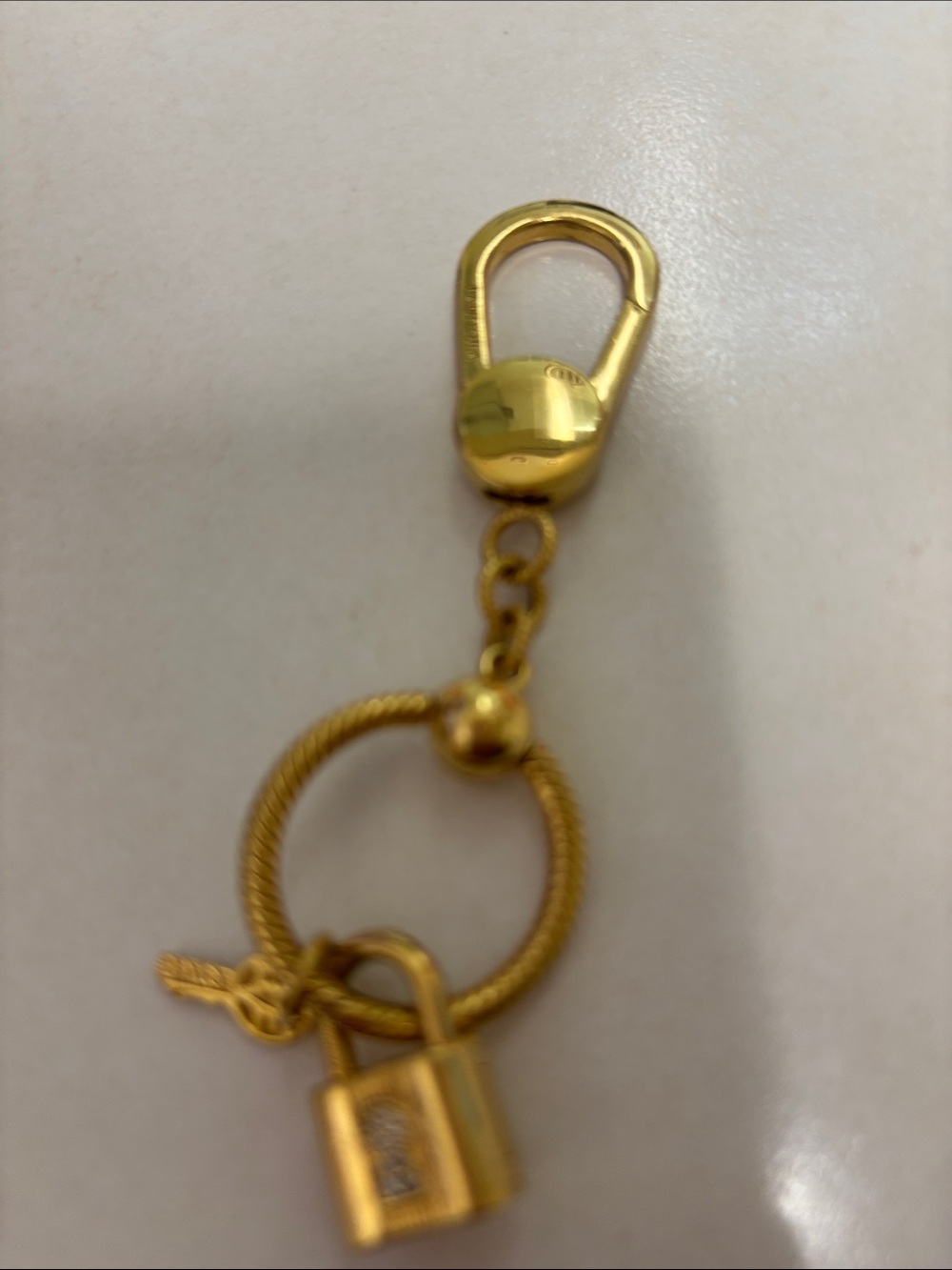 Gold Tone Women's Keychain Charm with Padlock Accent Pandora
